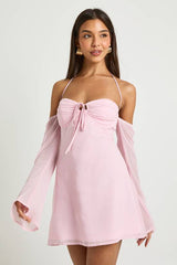 Chiffon Long Sleeve Mini Dress