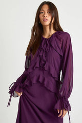 Ruffle Front Smock Maxi Dress