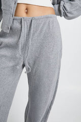 Brushed Rib Minimal Waistband Wide Leg Trouser