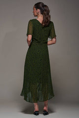 Chiffon Pleated Dip Hem Maxi Dress