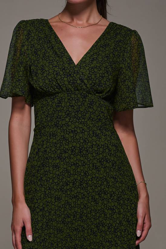 Chiffon Pleated Dip Hem Maxi Dress