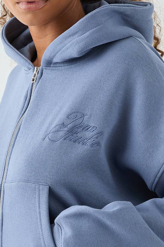 DSGN Studio Contrast Script Boxy Crop Zip Through Hoodie